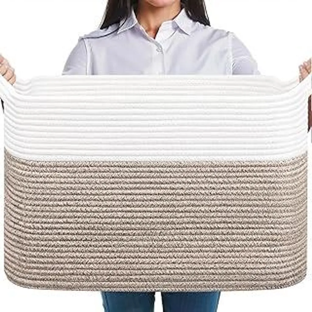 JOJOSEE Cesto Portabiancheria 63L in Cotone - Design Intrecciato Premium