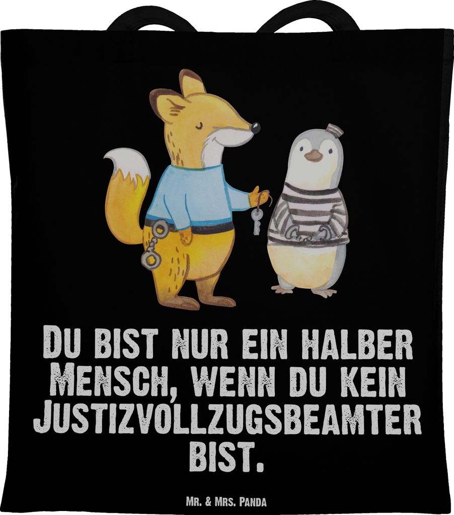 Mr. & Mrs. Panda Jutebeutel Justizvollzugsbeamter Herz - Schwarz - Geschenk, Gefängniswärter, Tasche, Büchertasche, Gefängnis, Spruch, Schultas...