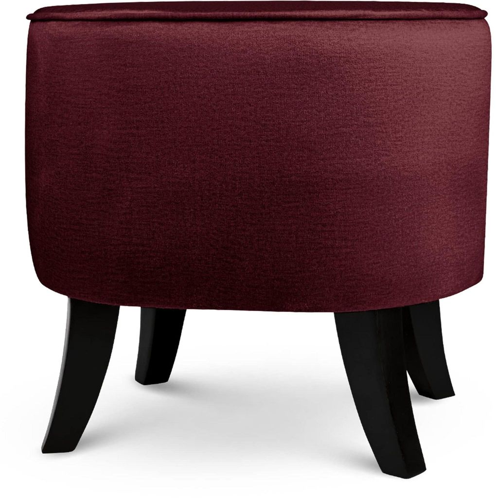 MG Design Ovaler Samt-Hocker 42 x 52 cm in Burgunderrot mit Produktbild 