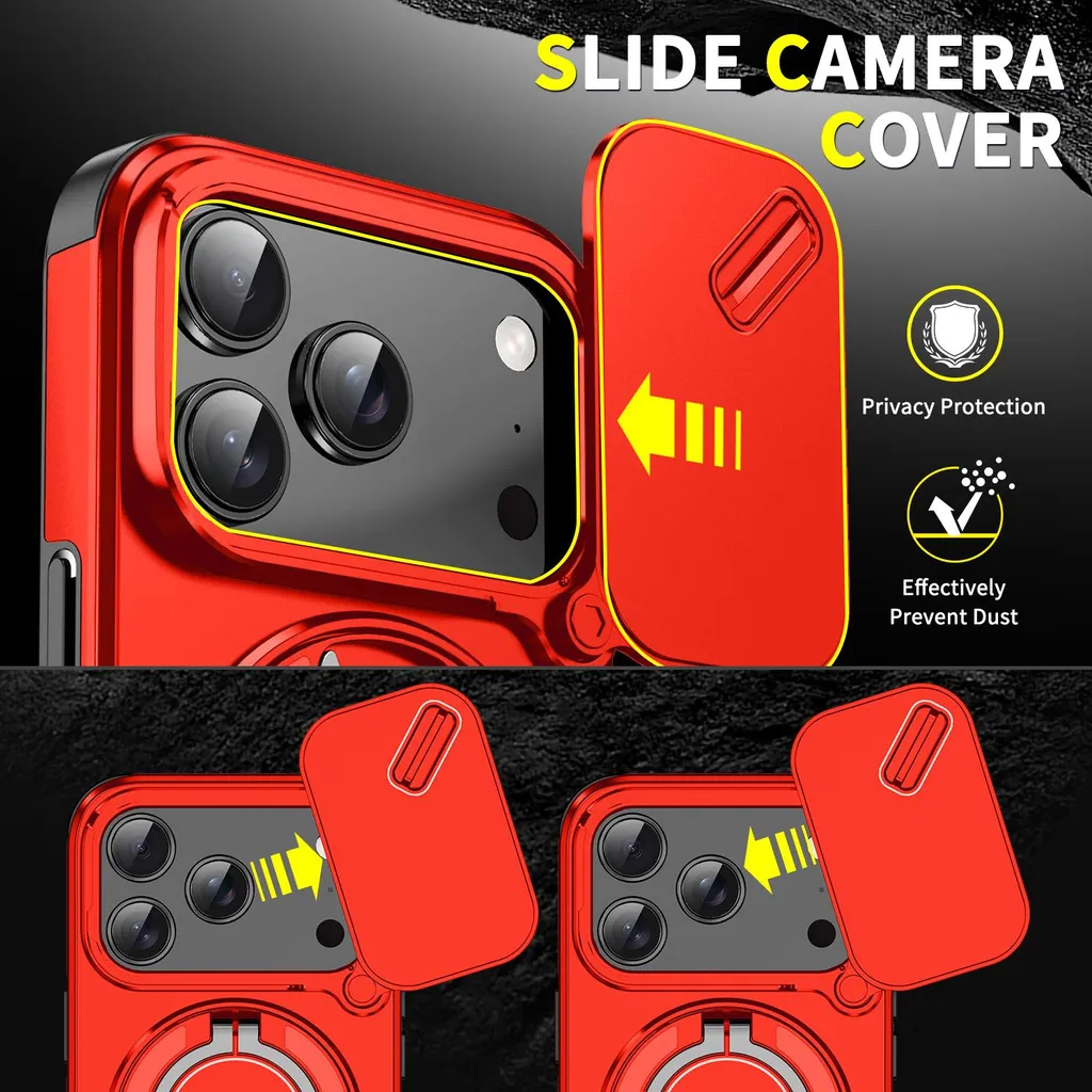 Custodia Rugged iPhone 17 Pro Rossa: Protezione Camera e Ring Stand - 2