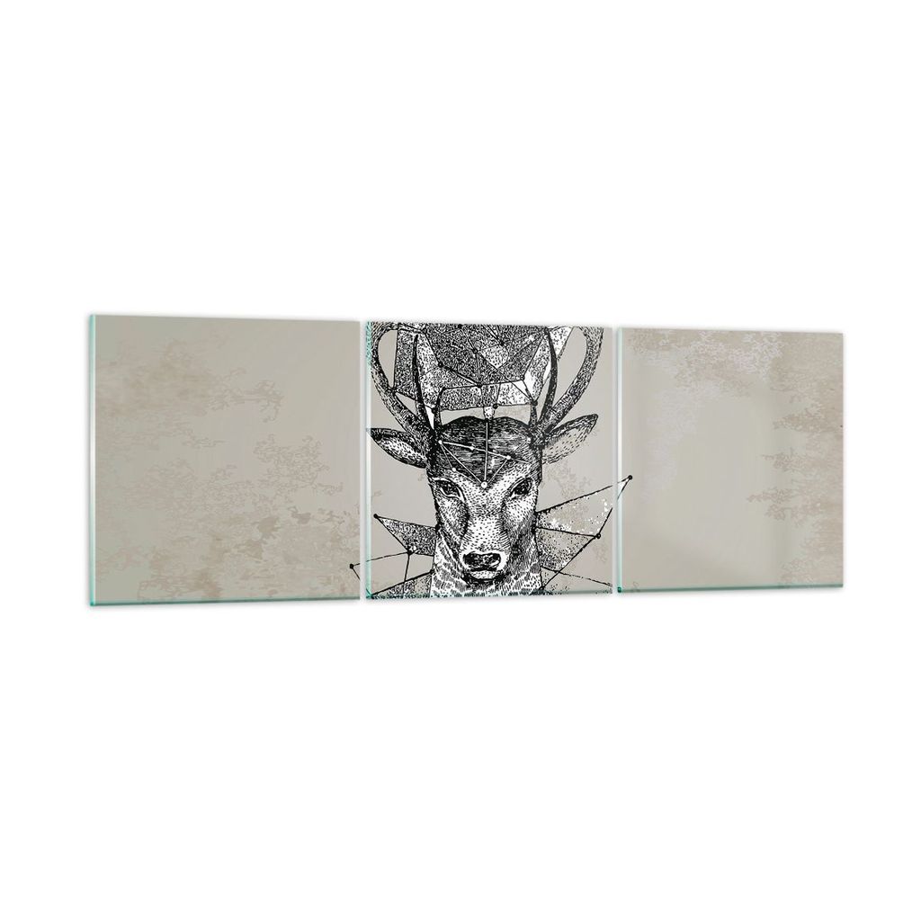 Bilder auf glas - Hirsch Geweih Wald - 150x50cm - Glasbilder - Wandbilder - Kunstdruck - zum Aufhängen bereit - Wanddekoration aus Glas - Glas Bil...