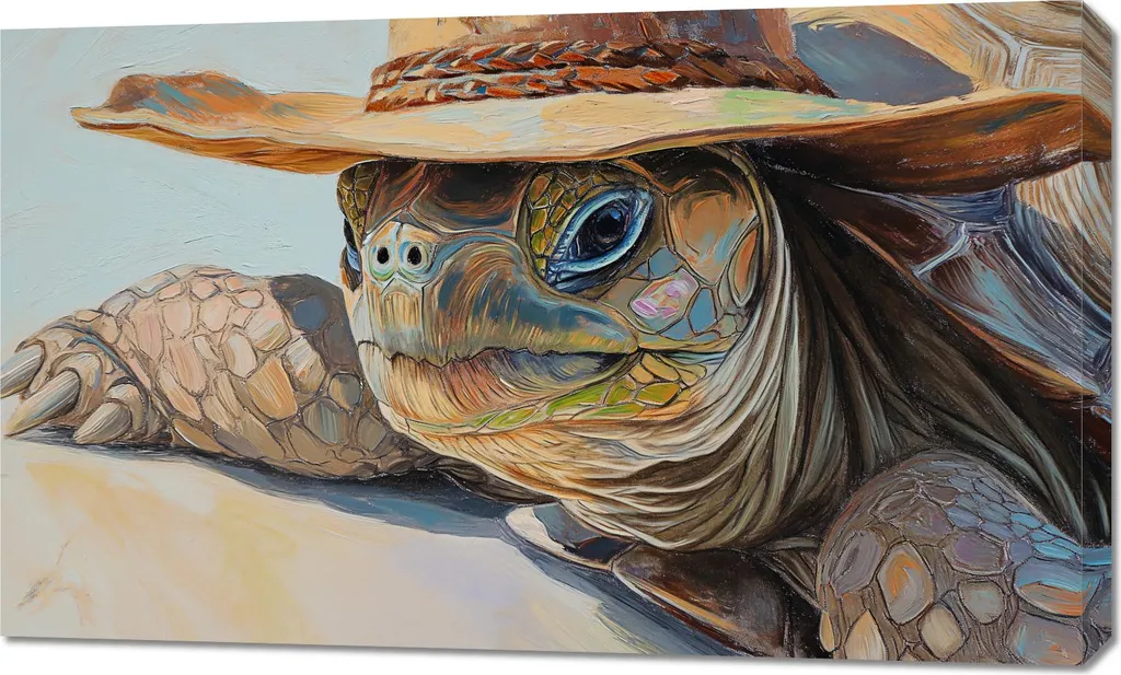 Image 100 x 60 cm Chapeauteur Tortue - Décoration Murale XXL Premium