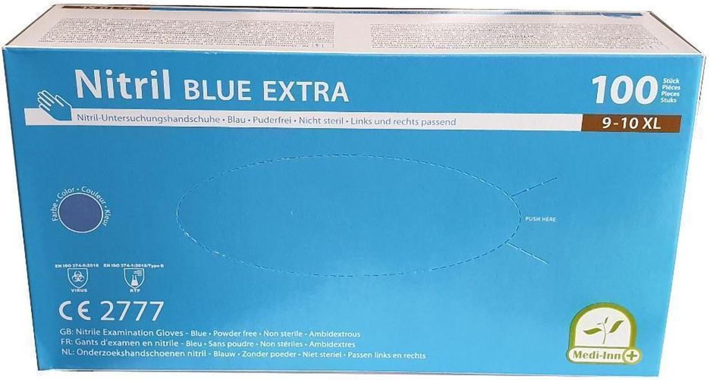 Medi-Inn Nitril Blue Extra - blau - puderfrei - Gr. XL - 1000 Einmalhandschuhe