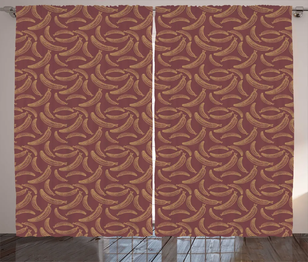 Paire de Rideaux à Boucles Motif Esquisse Rustique - Tissu 280x225 cm