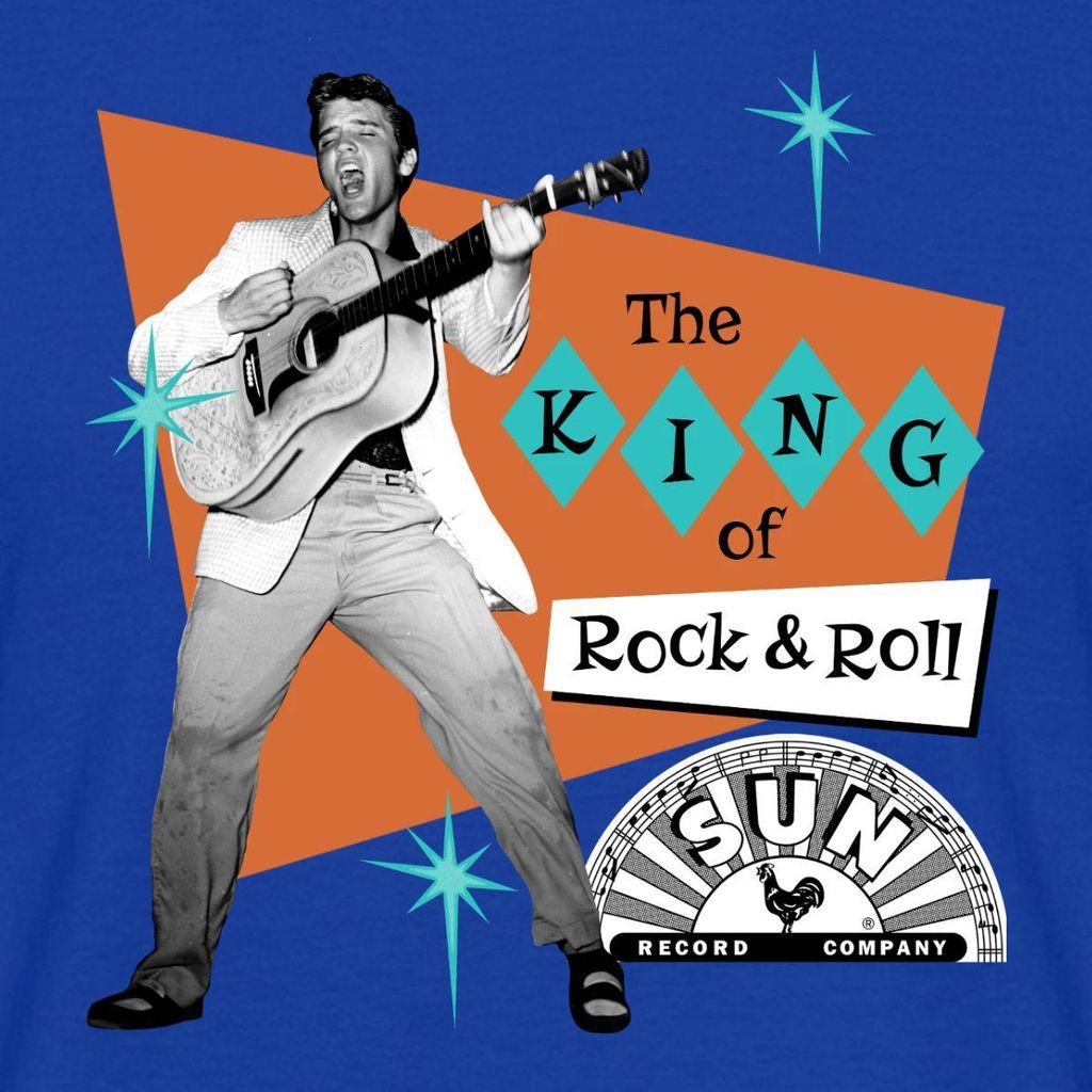 Spreadshirt Elvis Presley The King Of Rock & Roll Männer T-Shirt, M, Dunkelblau