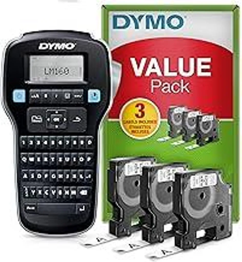 DYMO LabelManager 160 Dispositivo portatile di etichettatura starter set | Dispositivo di etichettatura con tastiera QWERTY e facile modifica del testo | con 3 rotoli | per etichette D1 di larghezza 6, 9 e 12 mm