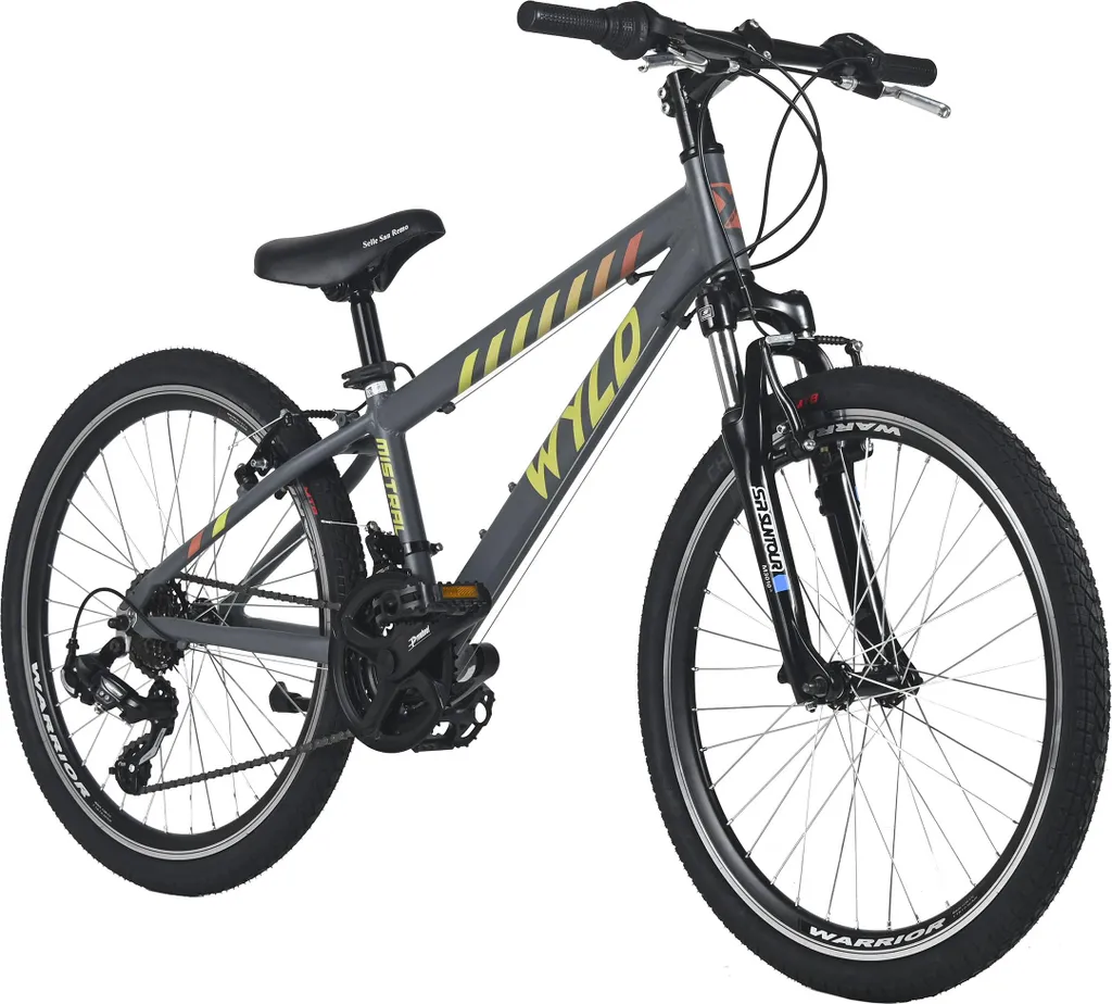Vélo Enfant 24 Pouces Confortable WYLD Mistral Gris 18 Vitesses RH 32 cm