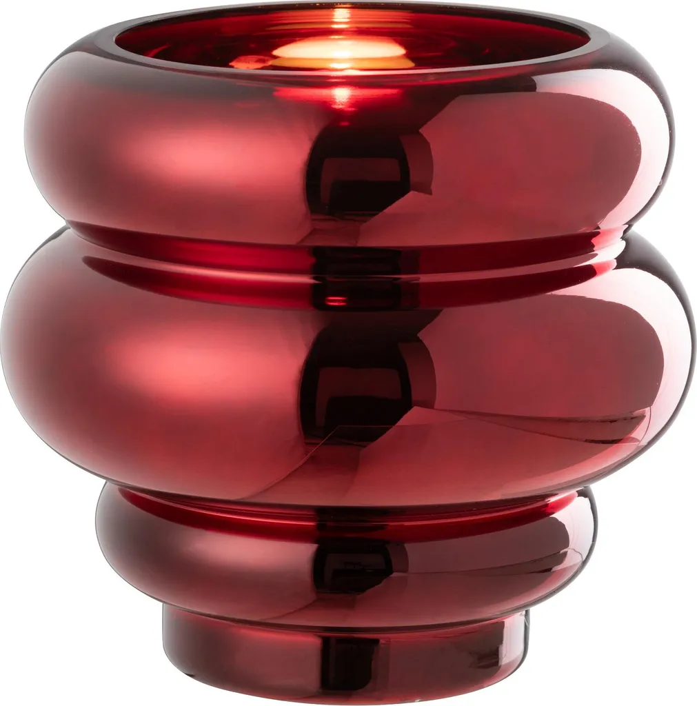 Vase Photophore Décoratif en Verre Rouge Cléa pour Bougies et Fleurs
