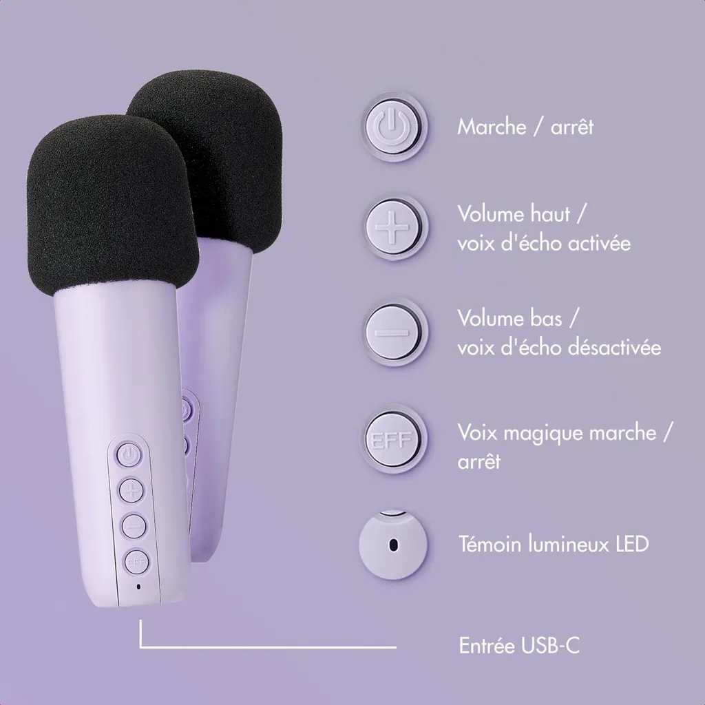 Machine Karaoké Bluetooth avec 2 Microphones sans fil Sing & Shine - 7