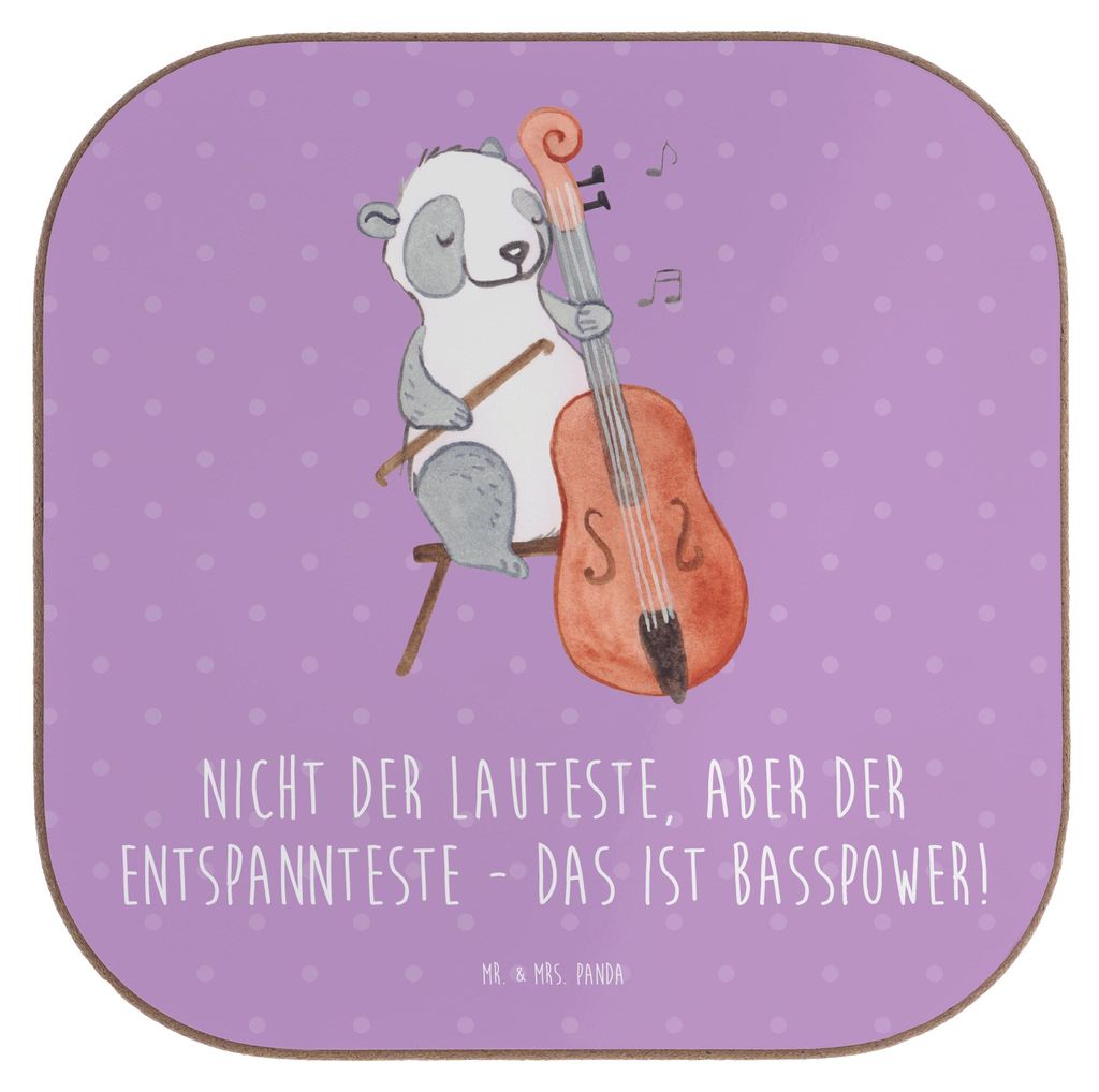 Mr. & Mrs. Panda Tassenuntersetzer Bassgitarre Entspannt - Lavendeltraum - Geschenk, Untersetzer für Gläser, Instrument, entspannter Bassist, Tis...