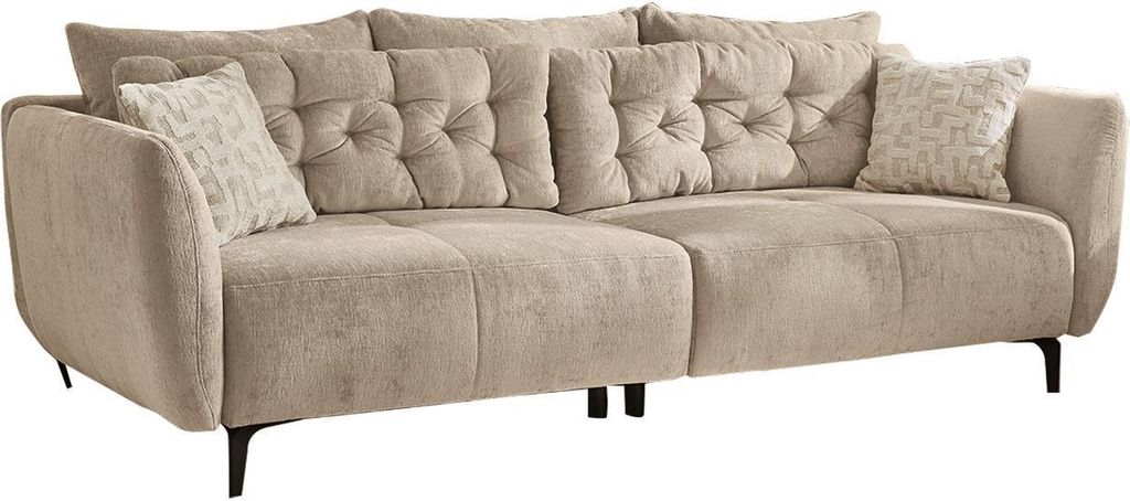 Bigsofa - Beige - Chenillebezug - mit Kissen