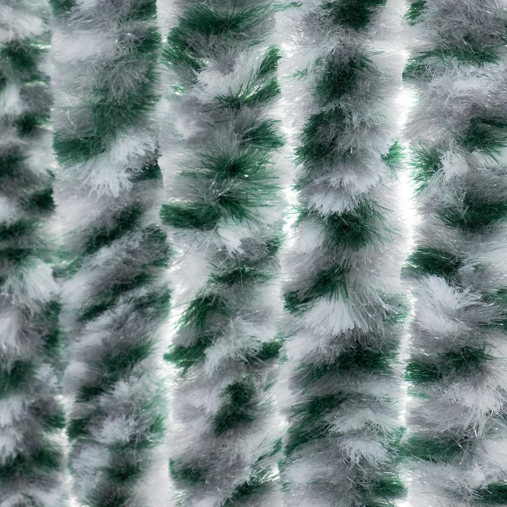 Moritz Flauschvorhang aus Chenille 100 x 200 cm weiss/silber/grün meliert Türvorhang als Fliegenschutz Insektenschutz für Camping Wohnwagen