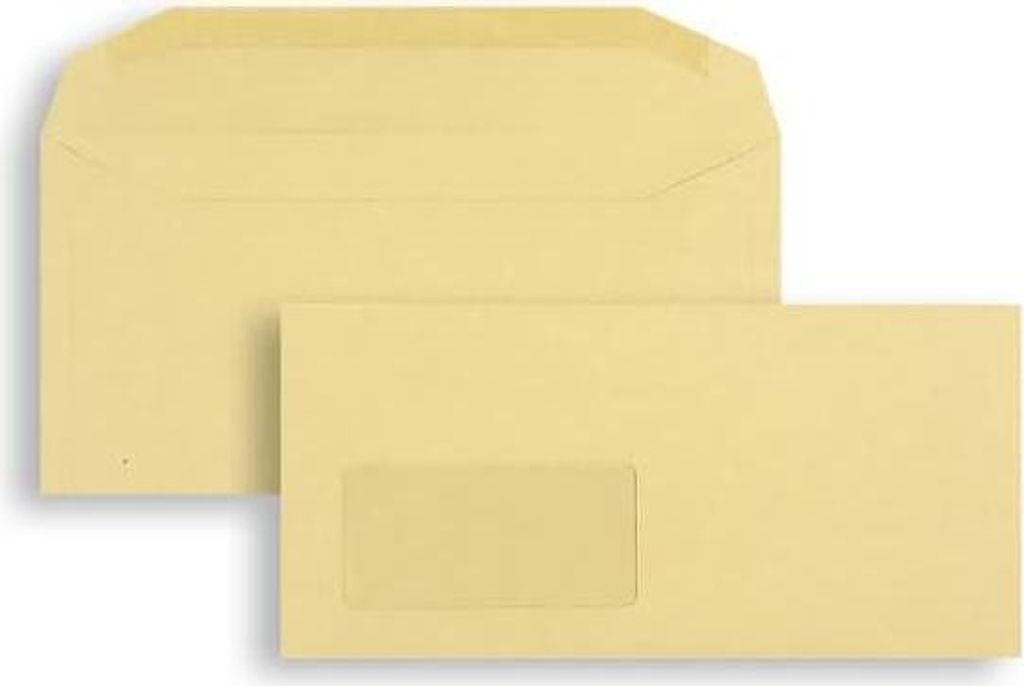 Kuvertierhüllen DIN C6/5 80g/qm gummiert Sonderfenster VE=1000 Stück braun
