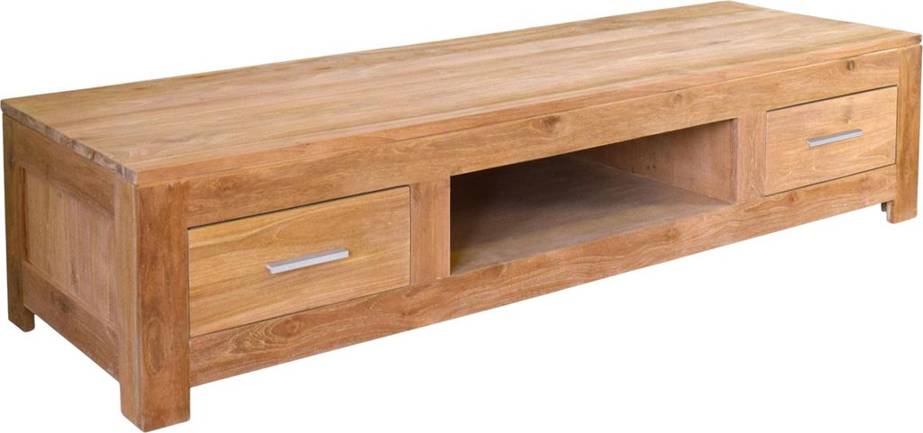 Teako Design Lowboard Teakholz Massiv 180cm TV-Möbel Sideboard Wetterfest Järpen Multimedia-Schrank