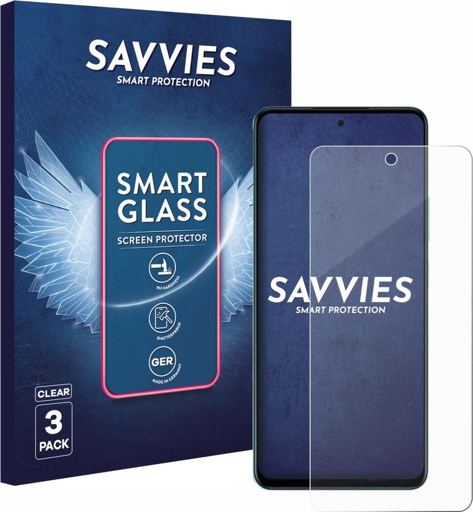 3x Savvies Schutzglas Folie für Oppo A5 4G 9H Panzer Schutzfolie Glas Displayschutz klar transparent