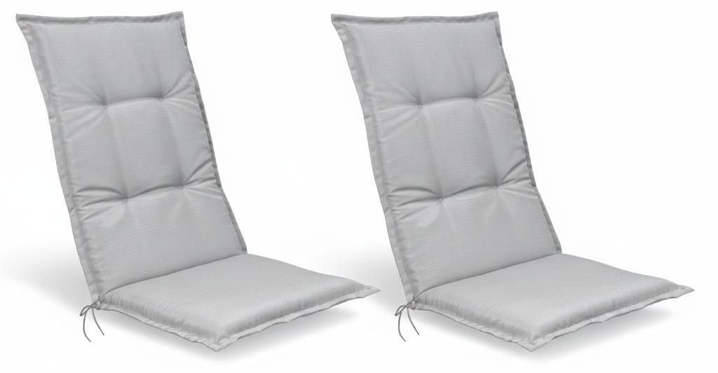 Beautissu 2er Set Hochlehner Set Base HL Sitzkissen, 120x50x6cm Hellgrau