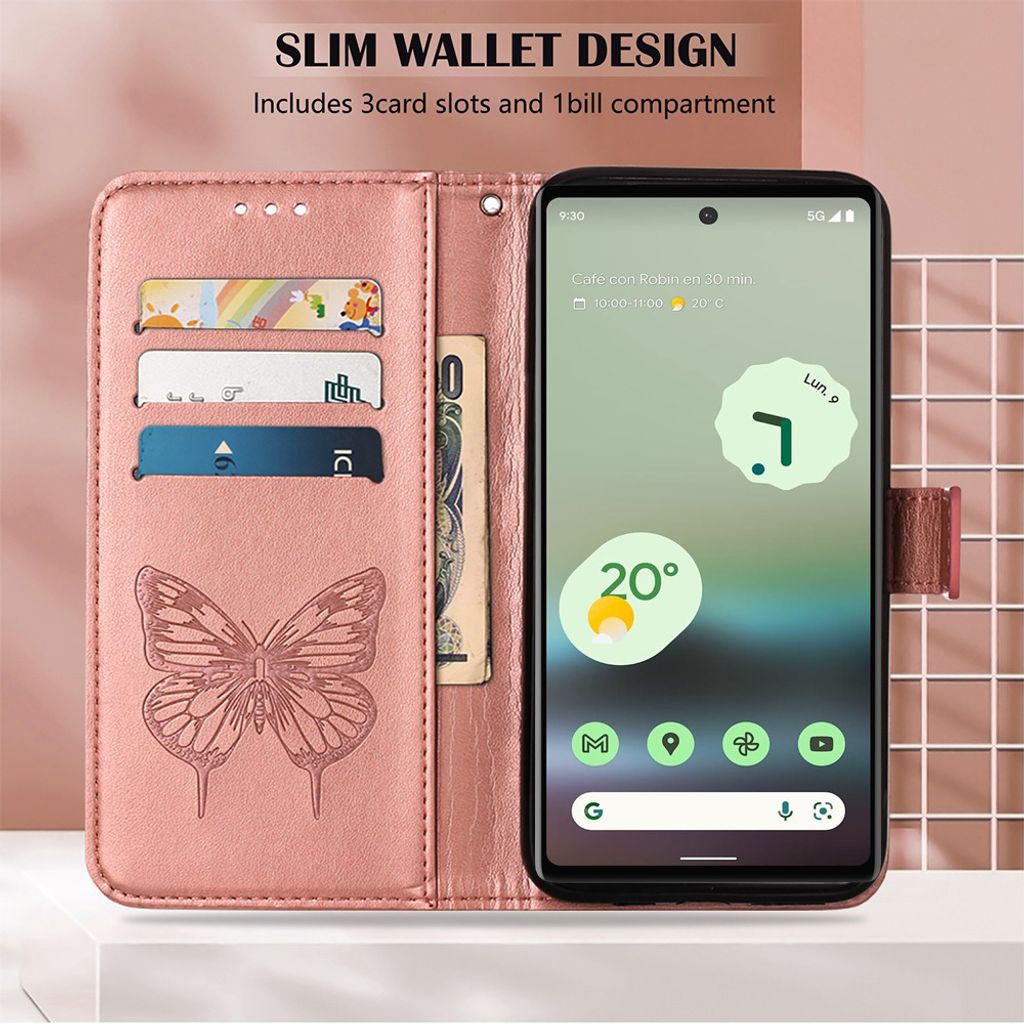 LEMAXELERS Nokia 7.1 Hülle - Flip Case Mit Schmetterling-Prägung, PU Leder, Magnetverschluss & Ständer