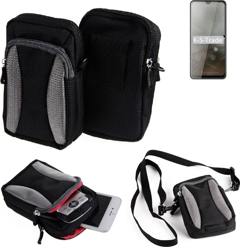 K-S-Trade Holster Schutz Hülle kompatibel mit Cubot Note 10 Handy Hülle Gürteltasche Umhängetasche mit Zusatzfach schwarz