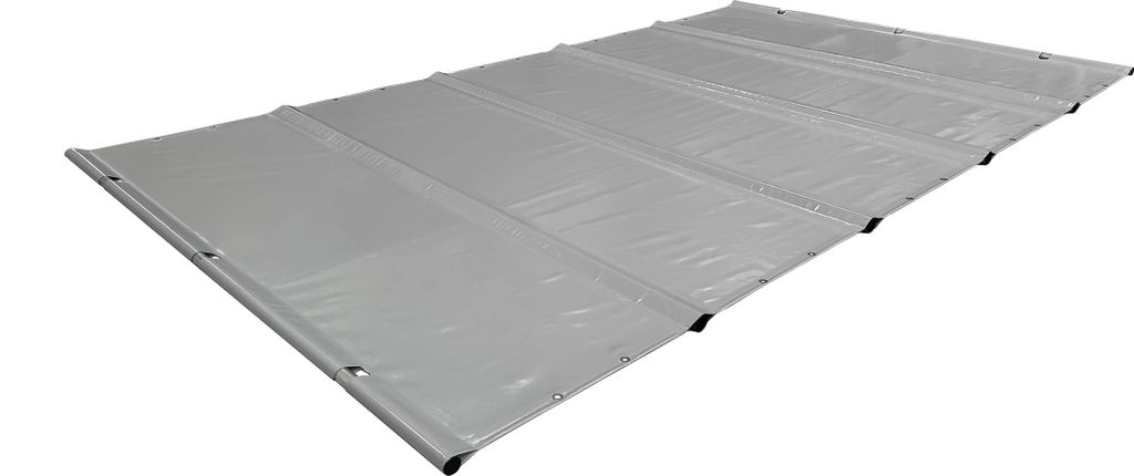 SafeDeluxe Poolplane Rollschutzabdeckung aus LKW Plane ohne Stangen (3m x 5m, Grau RAL7037) Stangenabdeckung Sicherheitsabdeckung Poolabdeckung