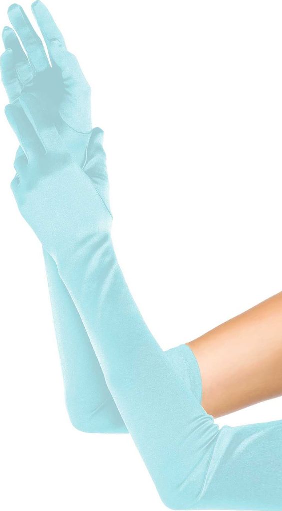 Satin Handschuhe extra lang hellblau Produktbild 