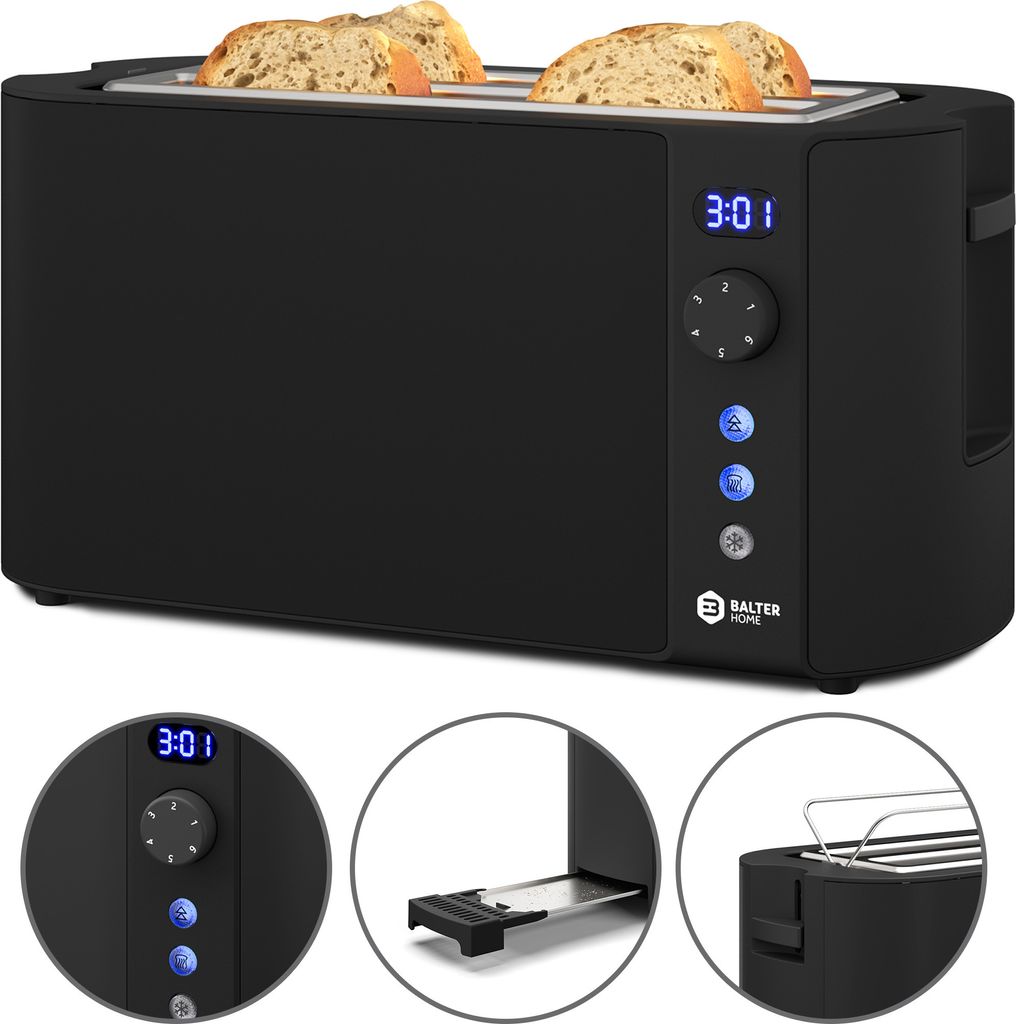 Balter Toaster 4 Scheiben Langschlitz, 1500W, Display, Produktbild 