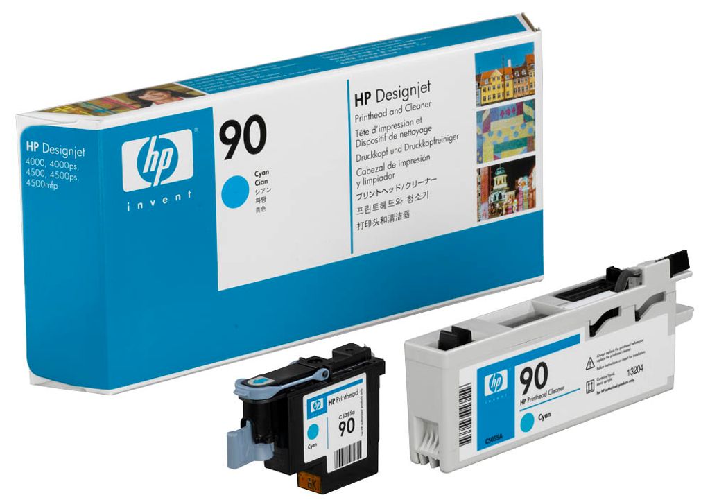 HP 90 Cyan DesignJet Druckkopf und Druckkopfreiniger, HP Produktbild 