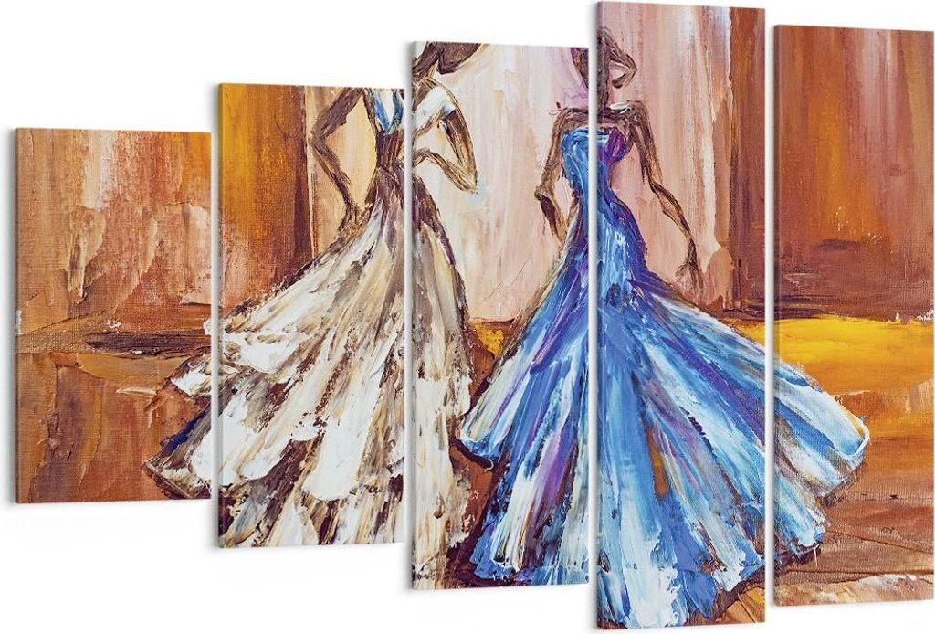 Bild auf Leinwand - Leinwandbild - 5 Teile - Frauen Kleider Öl - 150x100cm - Wand Bild - Wanddeko - Wandbilder - Leinwanddruck - Bilder - Wanddeko...