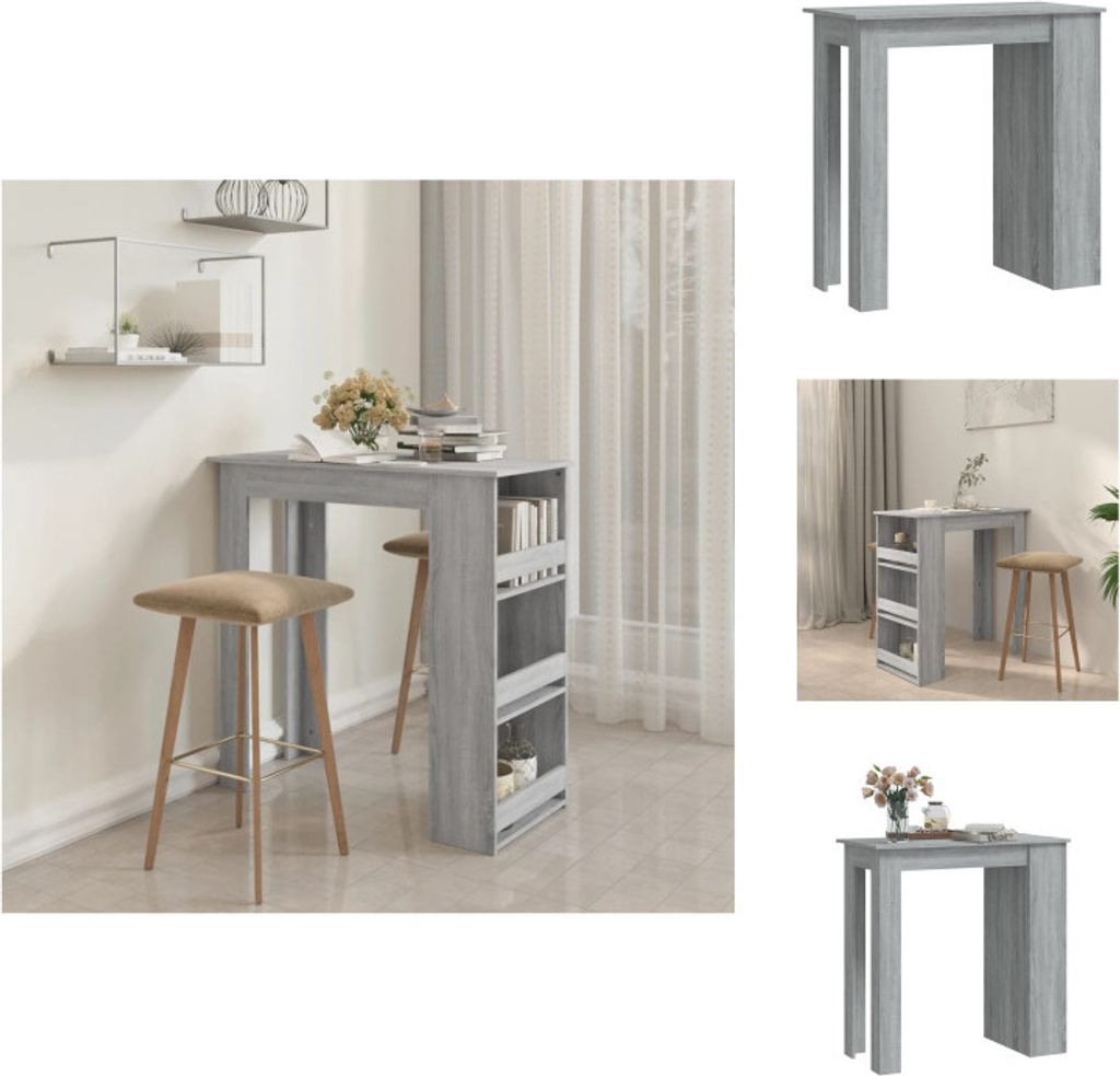 vidaXL Bartisch mit Regal Grau Sonoma 102x50x103,5cm Holzwerkstoff - Esstische
