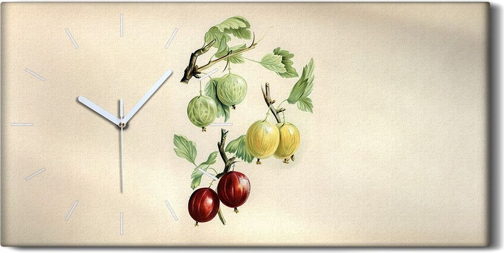 Wandbild Leinwand Bilder mit Uhr Geräuschlos 60x30 Gemälde Früchte Trauben Kunst - weiße Hände