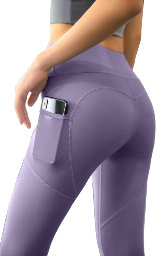 Leggings opaque violet taille L élastiquée anti-roulement confortable