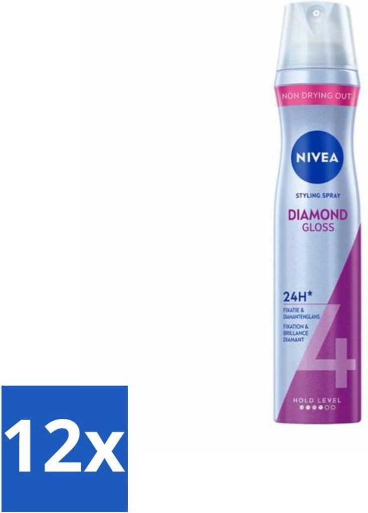 NIVEA - Styling Spray - Diamond Shine Care - Stärke 4 - 250 ml - Vorteilspack - 12 Stücke