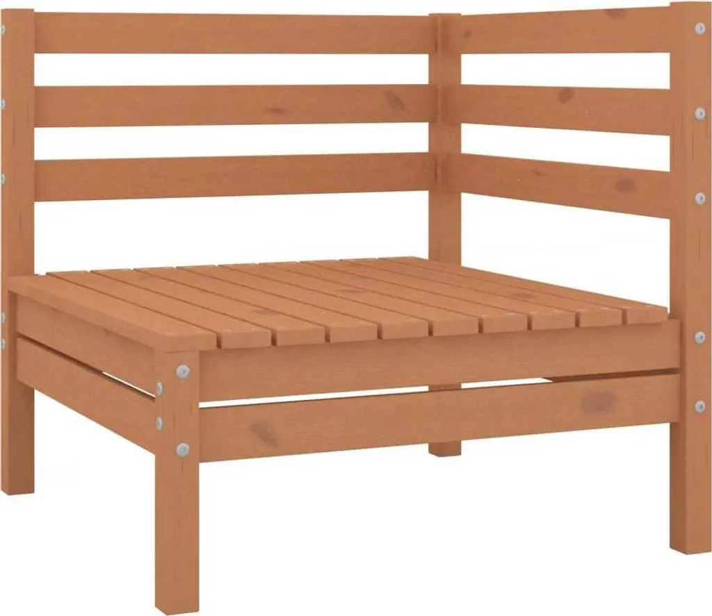 Set 2 Divani Angolari Outdoor Pino Massiccio Marrone Miele Moderni