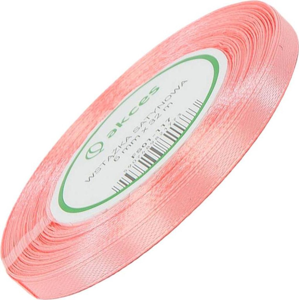 Wstążka satynowa łososiowa 6mm - 32mb Zdjęcie produktu 