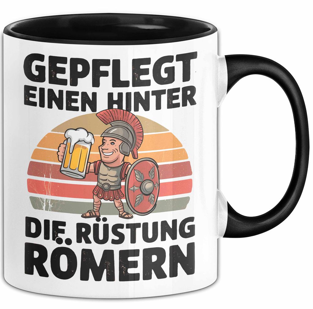 Bierliebhaber Biertrinker Faultier Tasse Geschenk Lustige Geschenkidee Spruch Gepflegt Einen Hinter Die Rüstung Römern (Schwarz)