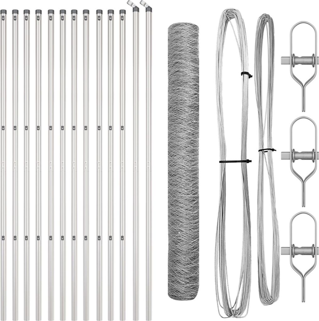 Möbel Sechseckzaun mit 13 Pfosten Silber 1x25 m Verzinkter Stahl - Zaunzubehör 3352956