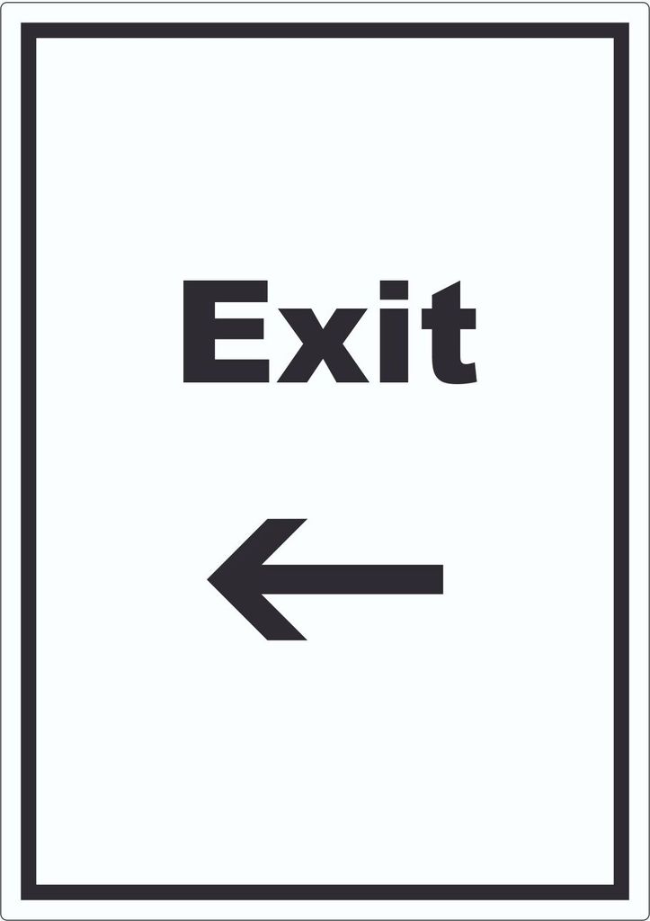 Exit Aufkleber mit Text und Richtungspfeil links Ausgang hochkant A8 (52x74mm)