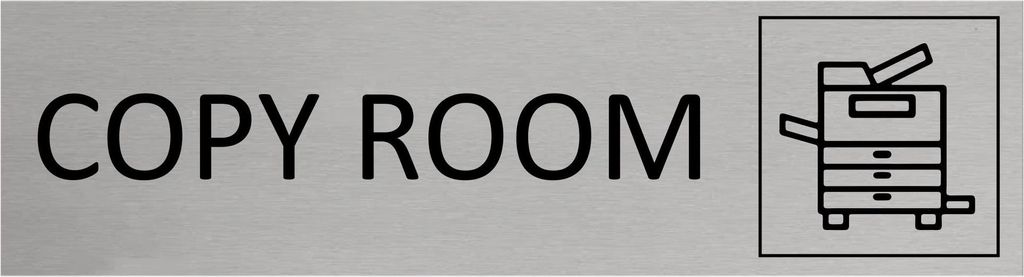 CombiCraft Aluminium Türschild Copy Room 165x45mm mit 3M-Tape zur Befestigung, einfache Kennzeichnung von Räumen und Bereichen
