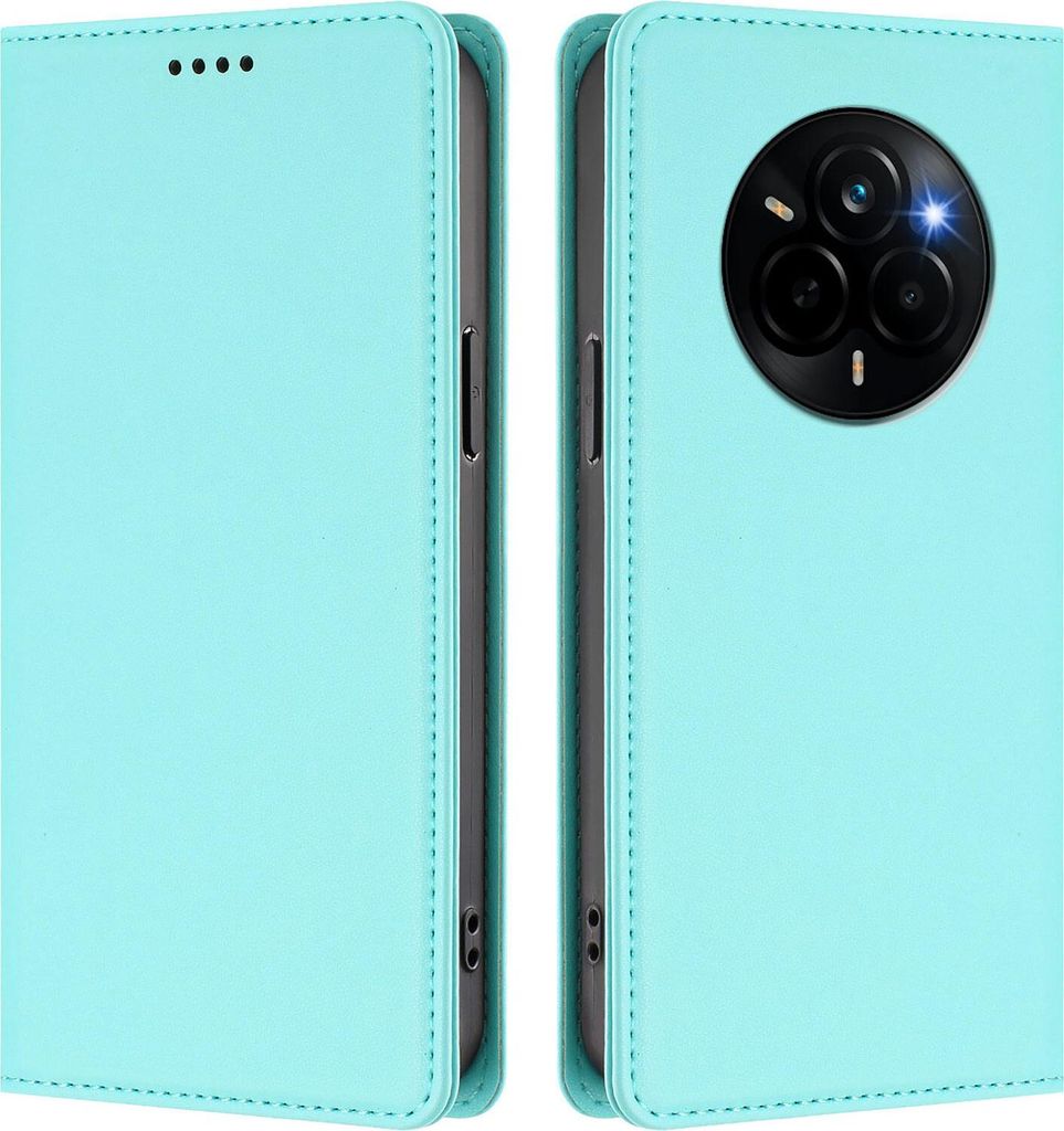 Handyhülle für Realme Narzo 80 Pro, Kunstleder Klapphülle Stoßfeste Magnetische Hülle mit Ständer Türkis