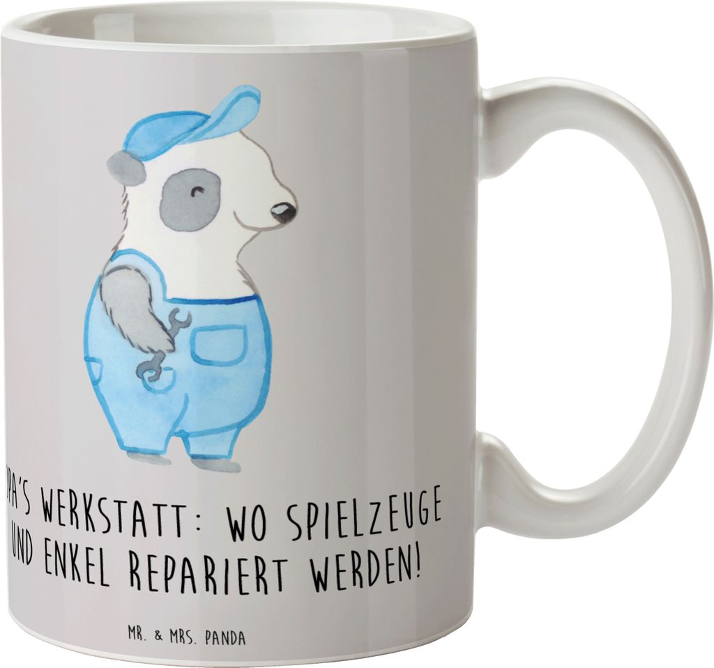 Mr. & Mrs. Panda Pott Großeltern Werkstatt - Grau Pastell - Geschenk, schöne tasse, Familie, Geschenktasse, Teetasse, Enkelkinder, Geburtstage, R...