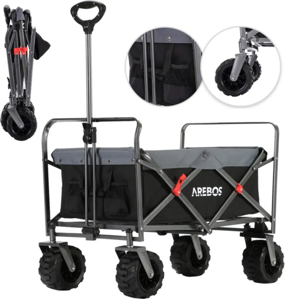 AREBOS Chariot de transport pliable noir 100kg imperméable et résistant