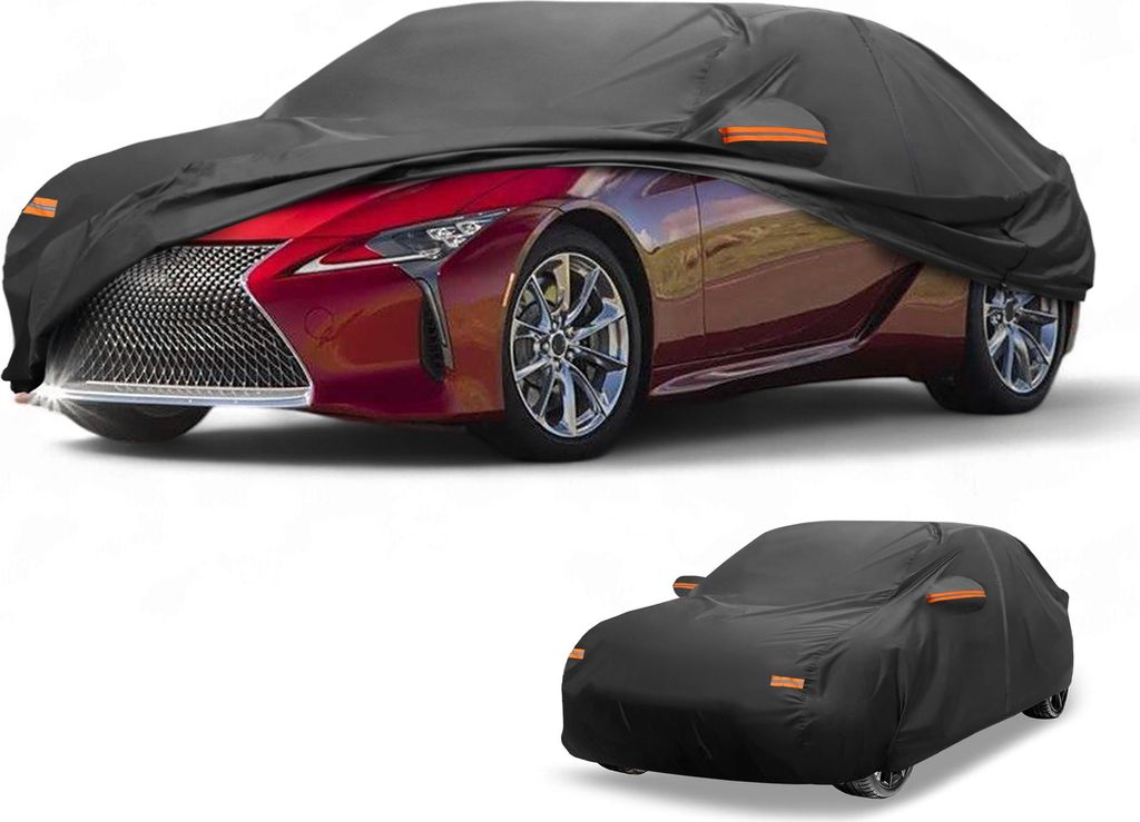 Autoabdeckung Wasserdicht Alle Wetter Automobil Au?en Anti-UV Sonne Regen Schutz Voll Au?enabdeckung fš¹r Lexus LC 190T-PU Schwarz mit Reflektier...