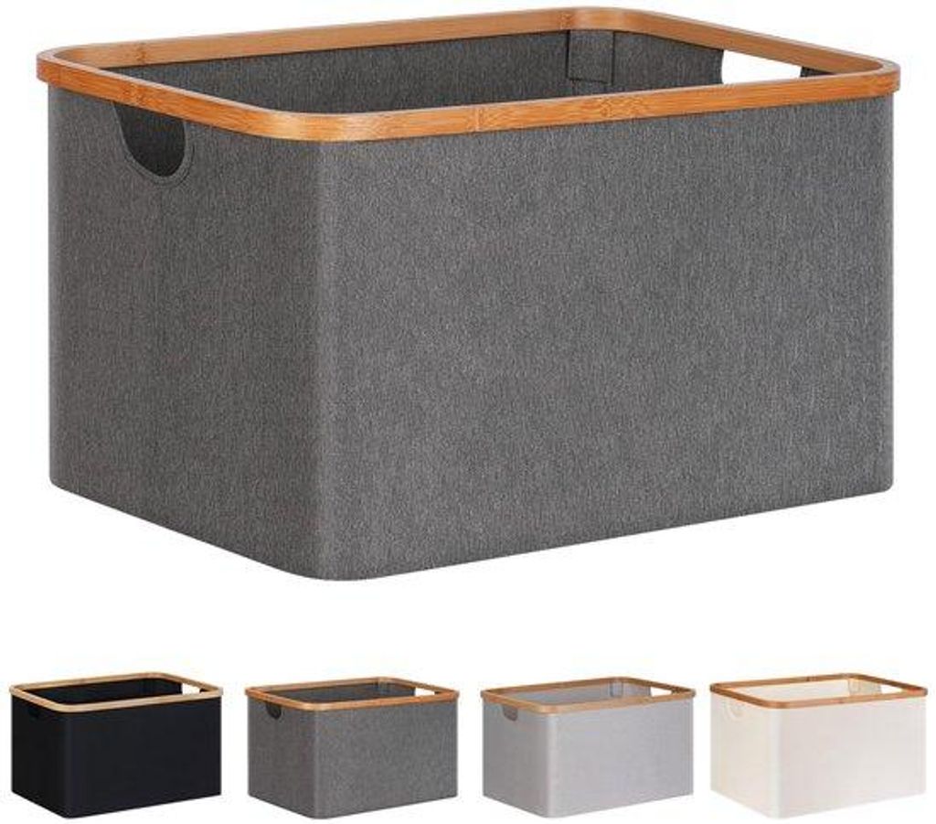 Opvouwbare 60L Wasmand aus Bambus, Grau, für Schlafzimmer und Bad