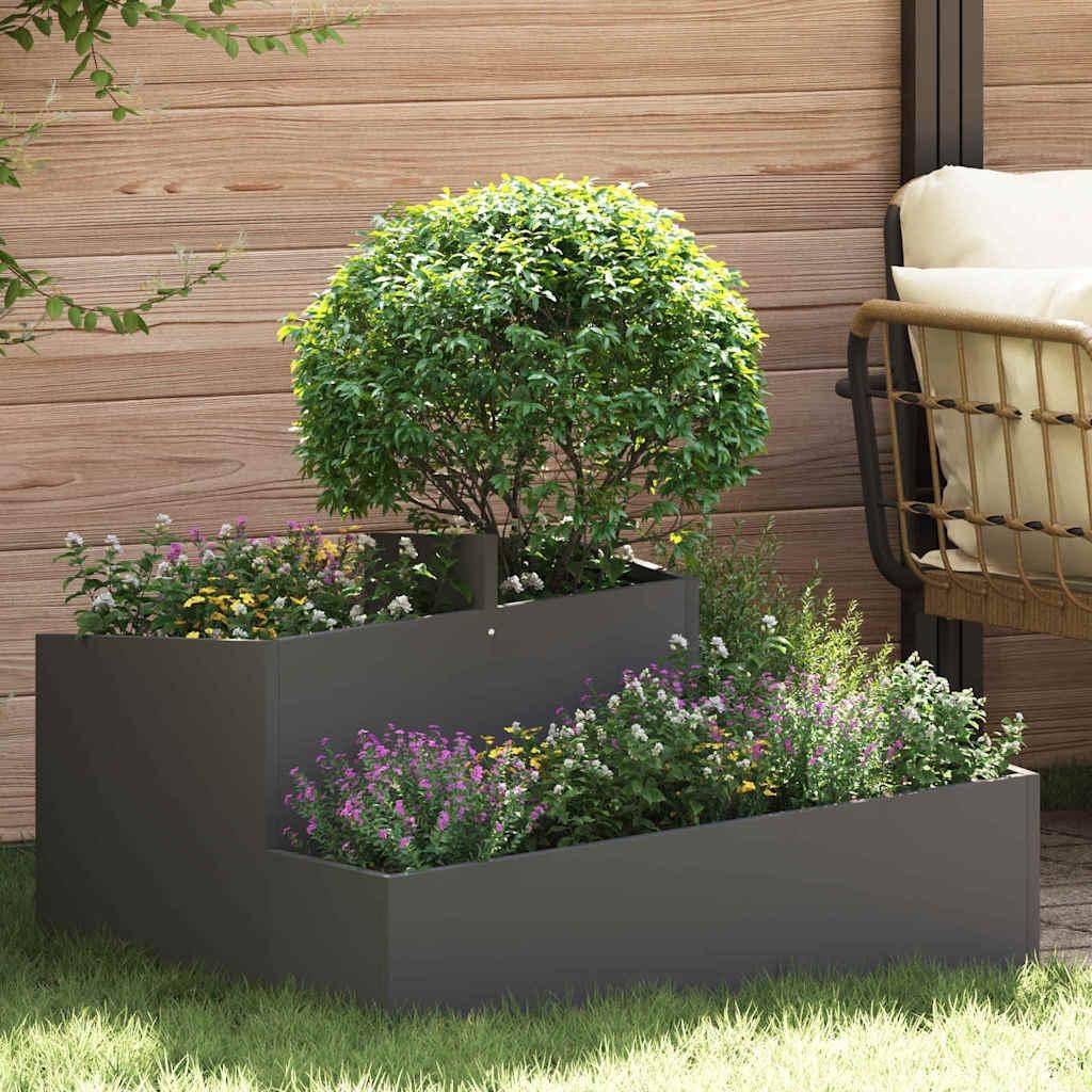 "2026 Aktion"Garten-Pflanzgefäß Moderne - Pflanzkübel - Blumentopf Schwarz 80x80x50cm Kaltgewalzter Stahl DE457507 - Beete