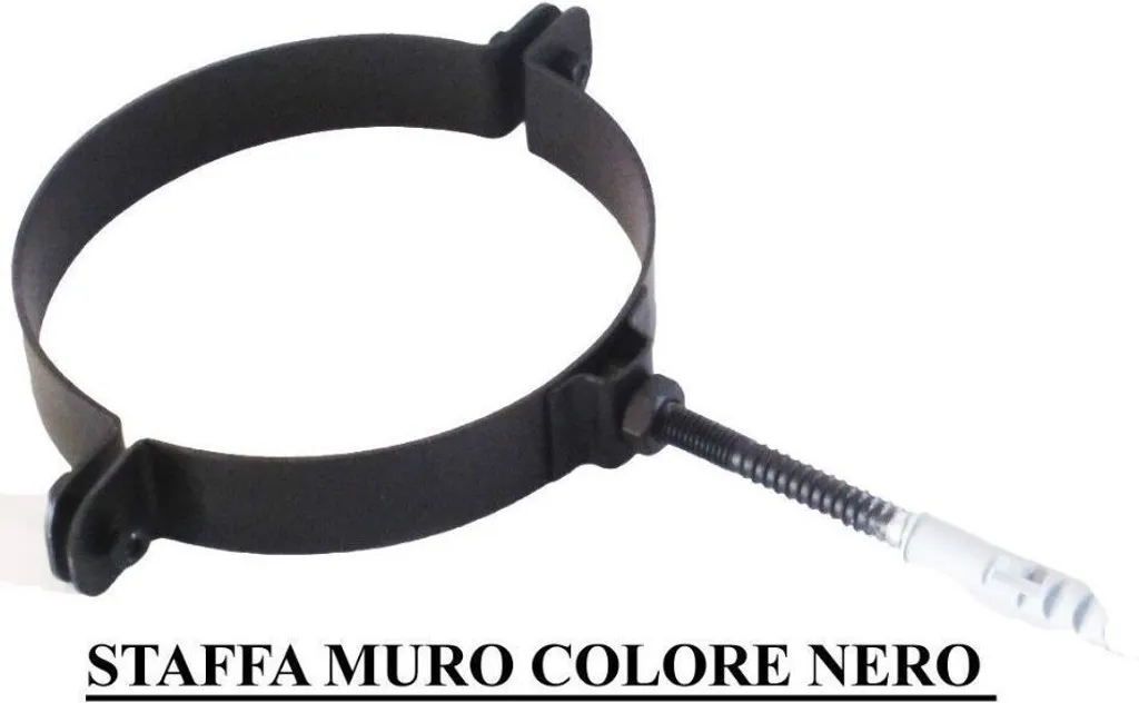 Collare Reggitubo 80mm Nero per Stufa Pellet - Alta Resistenza