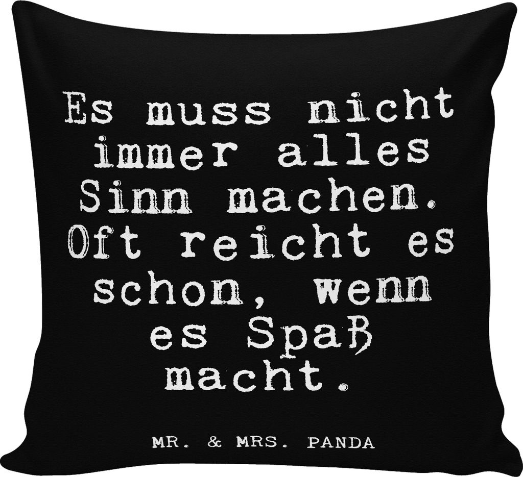 Mr. & Mrs. Panda Polsterkissen Es muss nicht immer... - Schwarz - Geschenk, Glizer Spruch Sprüche Weisheiten Zitate Lustig Weisheit Worte, Dekokis...