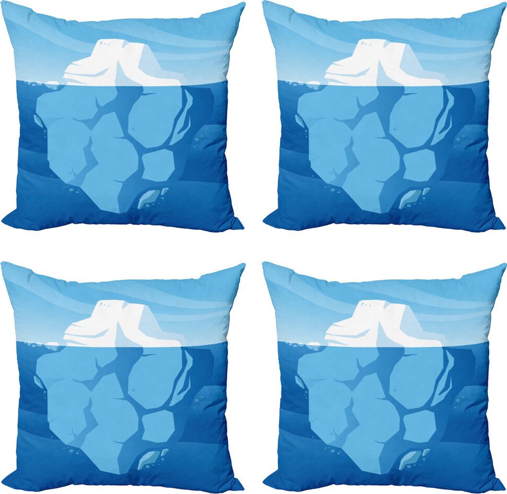 ABAKUHAUS Ice Berg Kissenbezug Set (4 Stück), Tipp von Frosty Form zeigt, Moderner Doppelseitiger Digitaldruck, 50 cm x 50 cm, Azure Blue Himmelblau