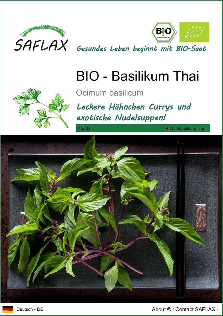 SAFLAX - BIO - Basilikum Thai - 250 Samen - Ocimum basilicum