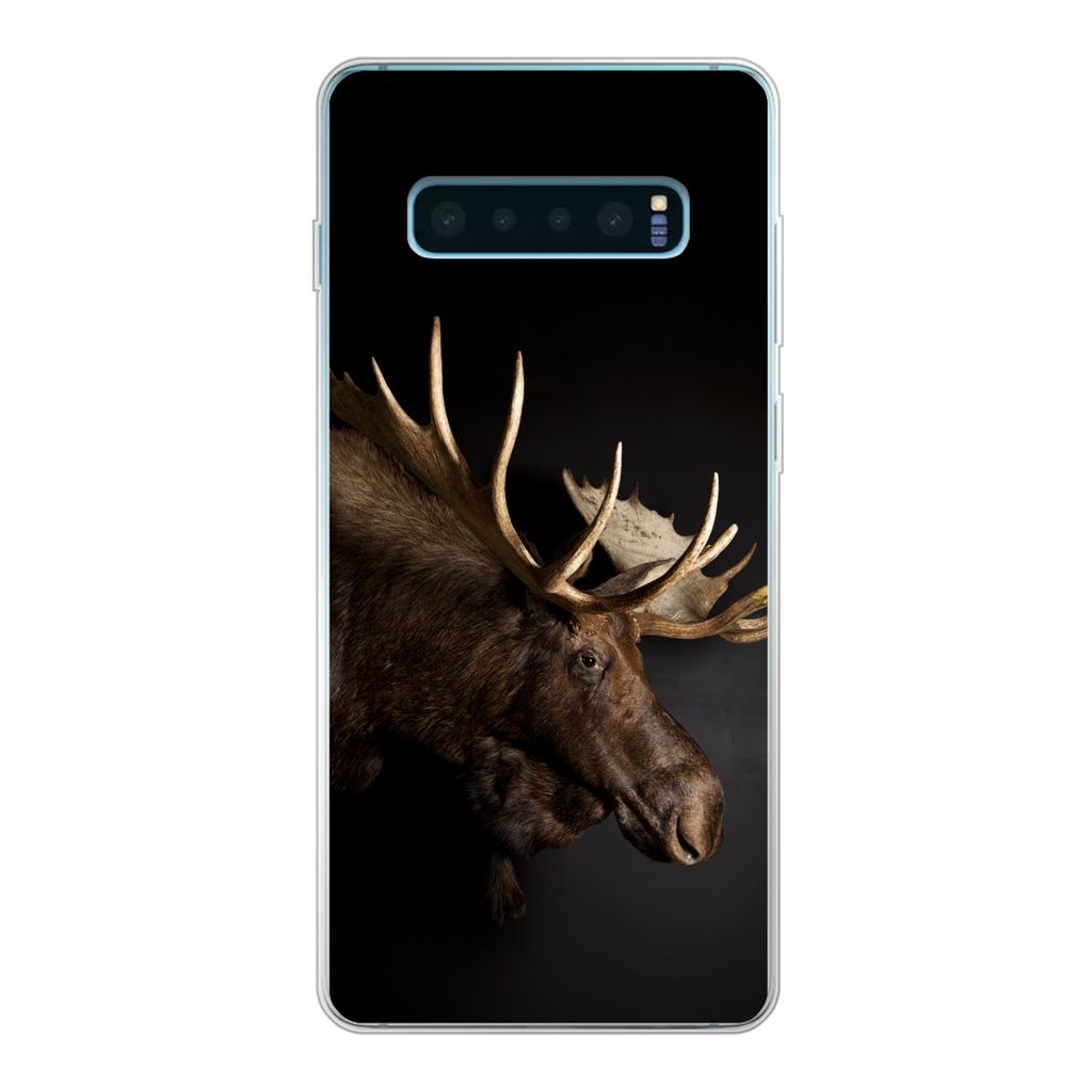 MuchoWow Handyhülle Schutzhülle Hülle für Samsung Galaxy S10 Lite Elch - Geweih - Porträt Silikon Softcase Handy Hülle - Schutz