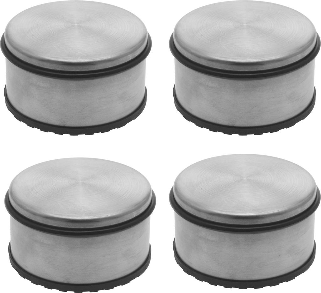 4er Set Türstopper Edelstahl Türpuffer Massiv 1,1 kg Boden Puffer Bodentürpuffer Gummipuffer Rutschfest Tür Stopper Gummiert