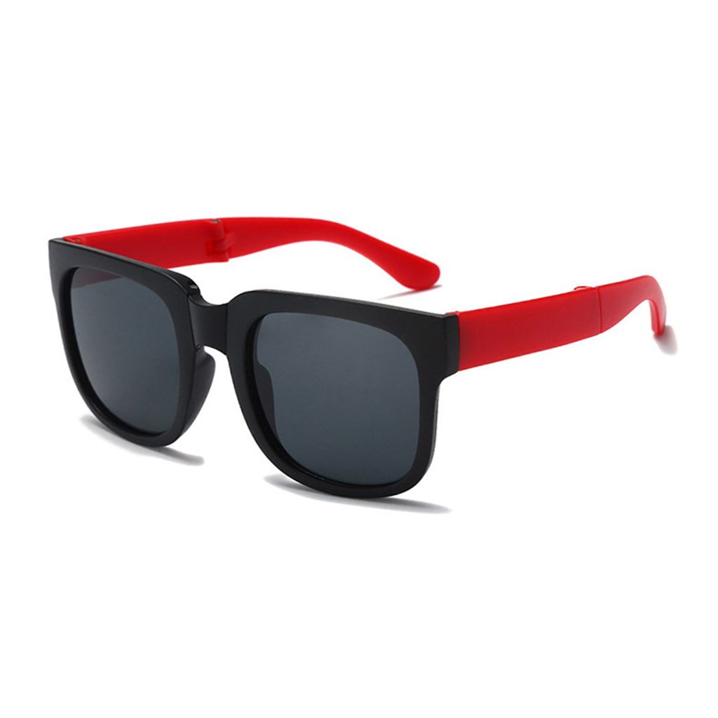 Candy Color Folding Clear Vision Kindersonnenbrille Schöne quadratische Rahmen Jungen Mädchen Sonnenbrille Modeaccessoires-Schwarz
